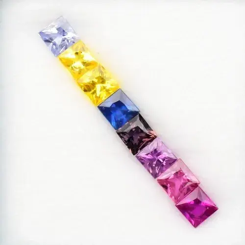 1.20ct 2.8mm  8pcs Lot  Square Princess Natural Multi Color Sapphire - Heated, Madagas