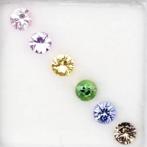 1.21ct 	2.3 to 2.3mm 6pcs Lot  VS-IF Round Brilliant Natural Sapphire - Heated, Madagascar