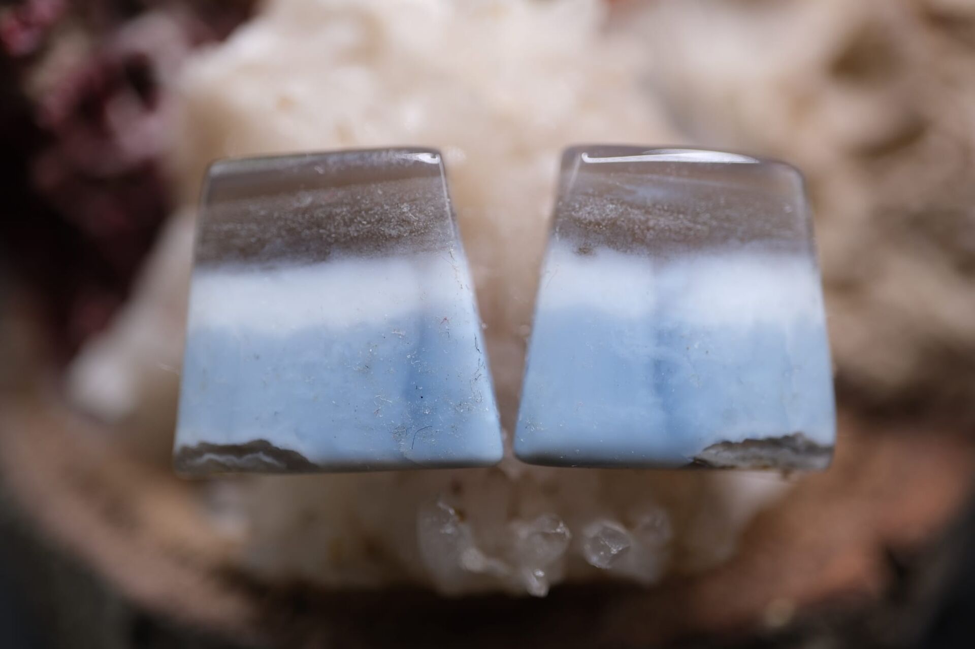 16.70ct 15x15.6mm Natural Blue Opal Pair