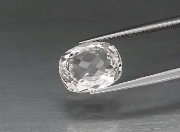 5.79ct 11.6x9mm VS Cushion Natural Unheated Very Light Yellow Topaz, Brazil