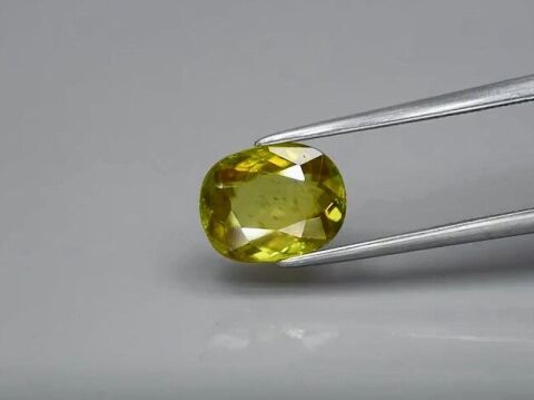 2.19ct 9x7mm Oval Natural Yellowish Green Sphene Madagascar, Amazing Luster