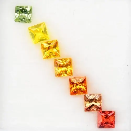 1.28ct t.w 3mm 7pcs Lot VS-IF Square Princess Multi Color Sapphire - Songea