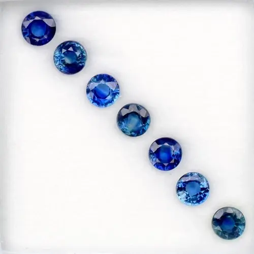 1.28ct  7pcs Lot 3.2mm VS-IF Round Natural Blue Sapphire - Heated, Madagascar