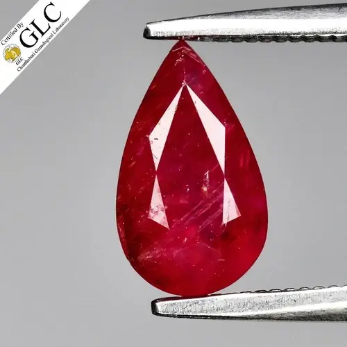 1.33ct 8.9x 5.2mm Pear Natural Purplish Red Ruby - Unheated, Tanzania Gem