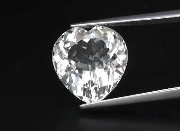 9.10ct 13x12.5mm VVS Heart Natural White Topaz Unheated Brazil