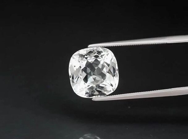 9.28ct 11.9x11.7mm VS Cushion Natural Very Light Green Topaz Unheated, Brazil