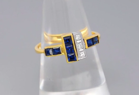 1.05ct Safir ve 0.03ct G-SI Pırlantalı 14 Ayar Altın Yüzük