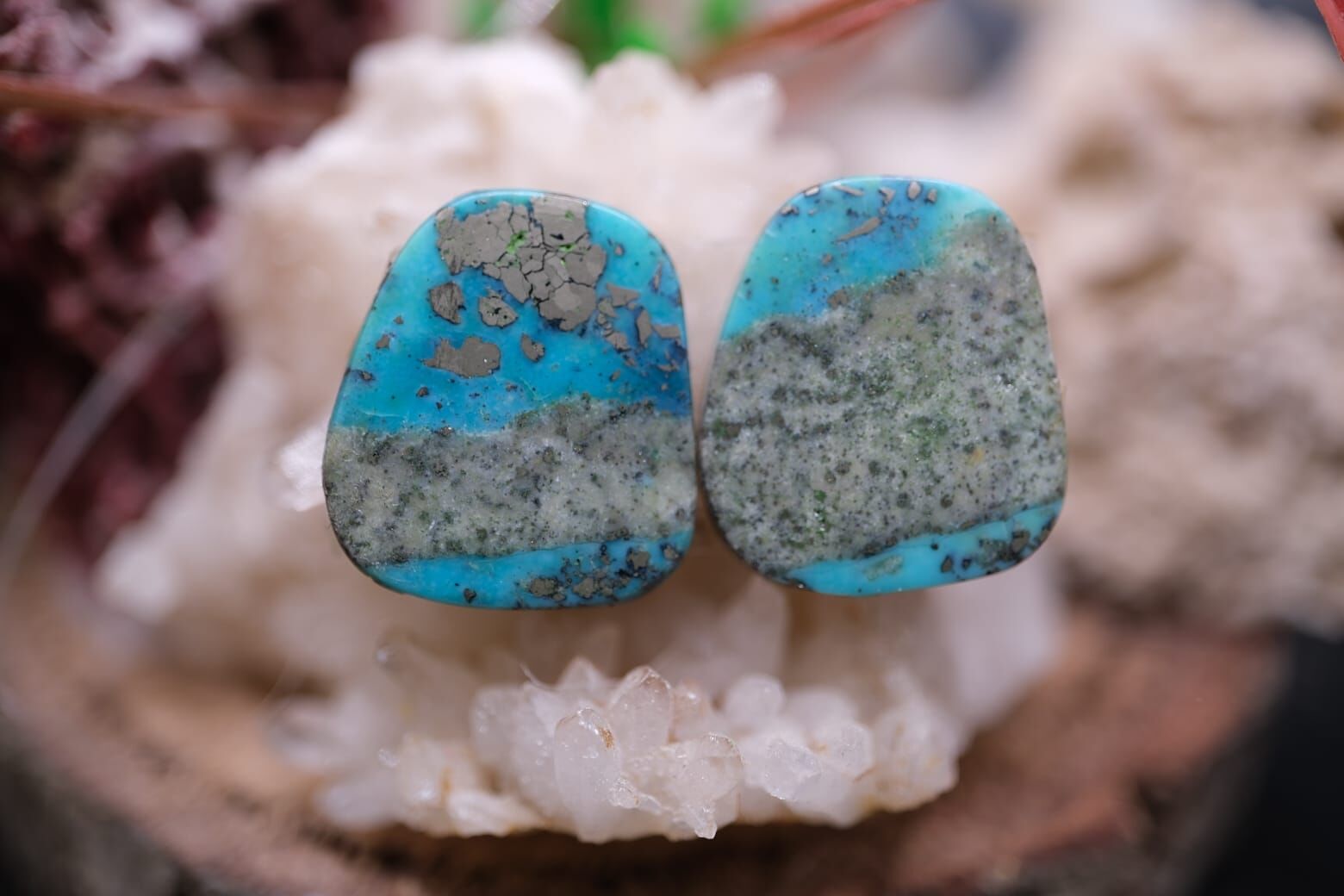 13.35ct 15.9x14mm Natural Turquase  Pair