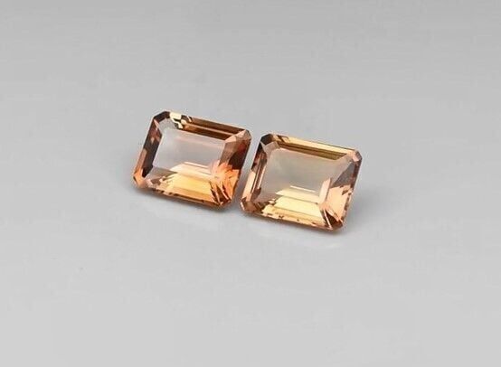 6.90ct Pair 2pcs t.w 10x8mm Octagon Natural Champagne Topaz, Brazil