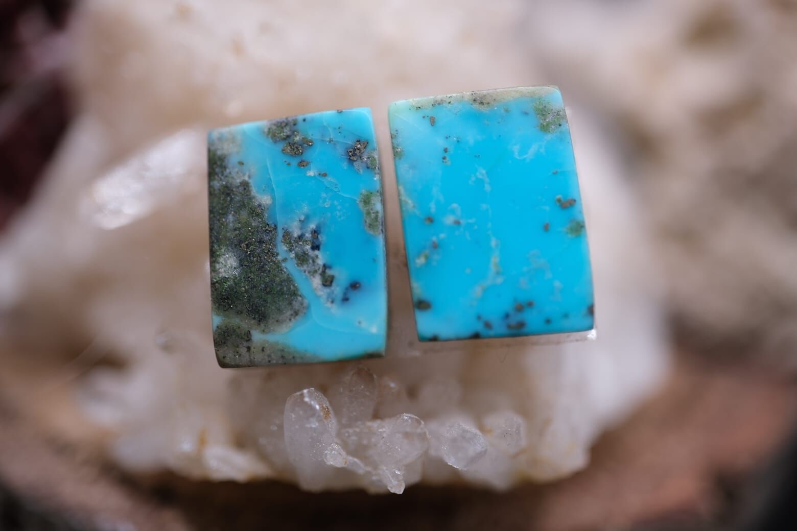 7.45ct 12x8.6mm Natural Turquase  Pair