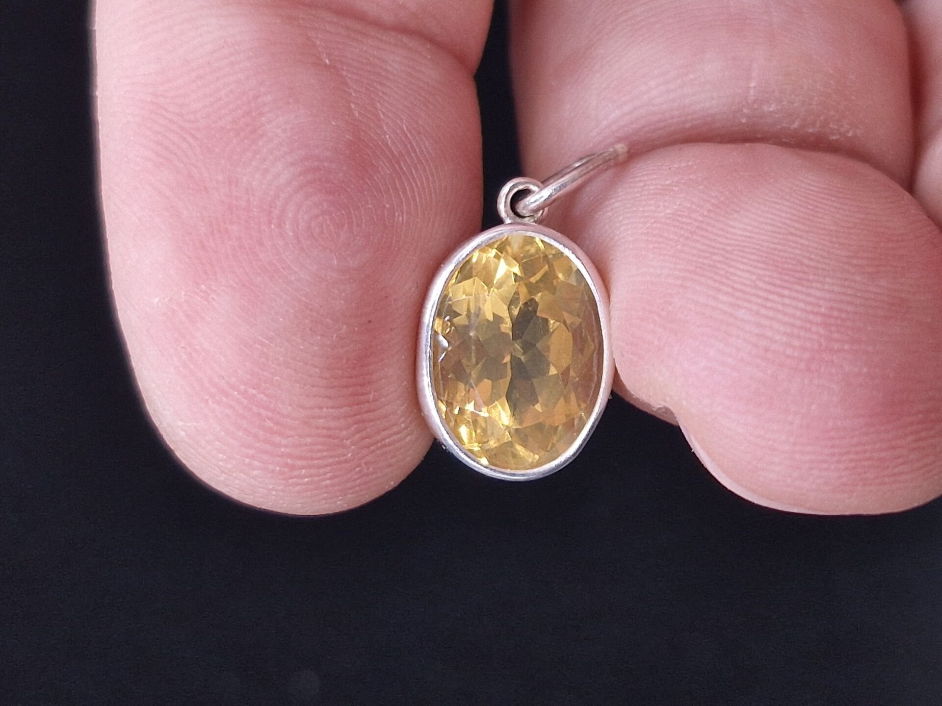 2.39 Gram Natural Sitrin 925 Ayar Gümüş Kolye Ucu