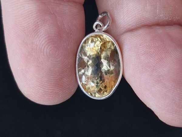 3.63 Gram Natural Sitrin 925 Ayar Gümüş Kolye Ucu