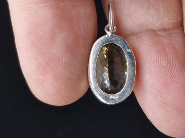 3.63 Gram Natural Sitrin 925 Ayar Gümüş Kolye Ucu