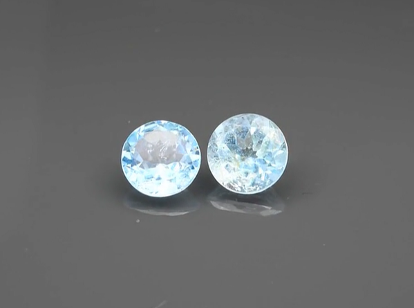 Pair 2pcs-8.47ct t.w 10mm Round Natural Blue Topaz, Brazil
