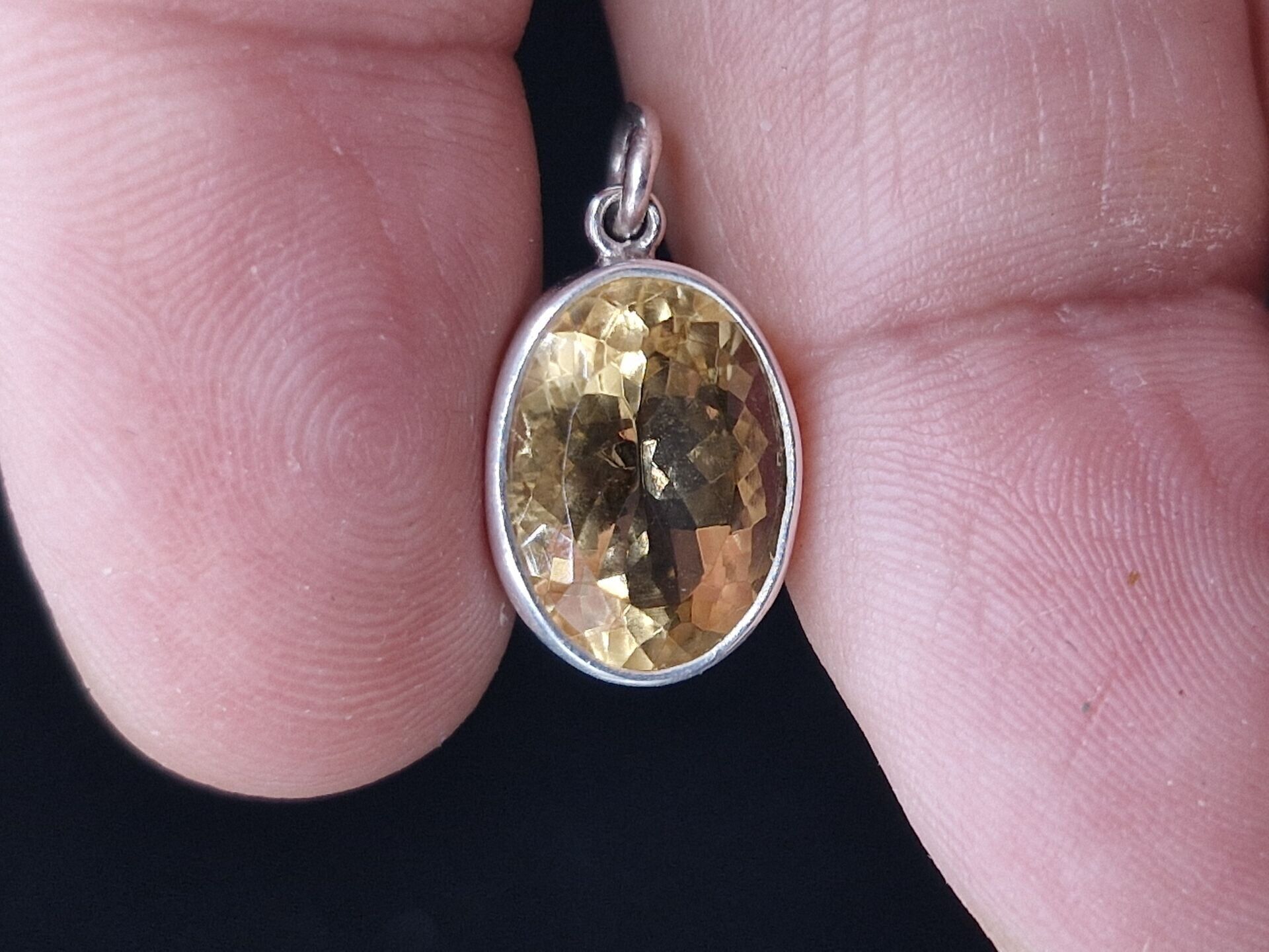 3.00 Gram Natural Sitrin 925 Ayar Gümüş Kolye Ucu