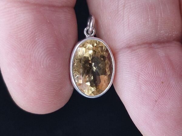 3.00 Gram Natural Sitrin 925 Ayar Gümüş Kolye Ucu