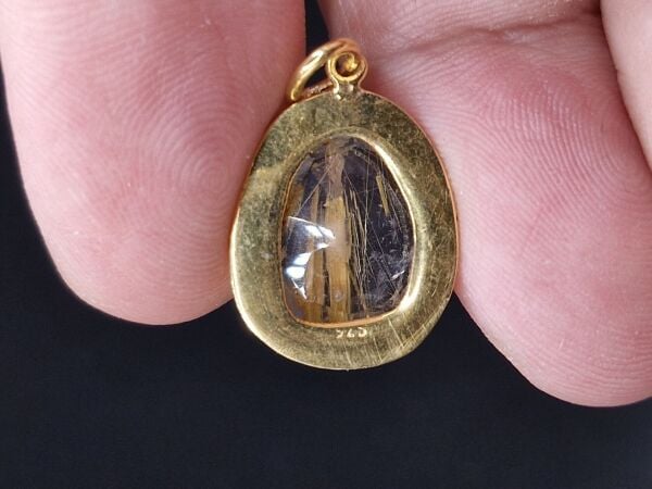 3.21 Gram Natural Altın Rutilli Kuvars  925 Ayar Gümüş Kolye Ucu