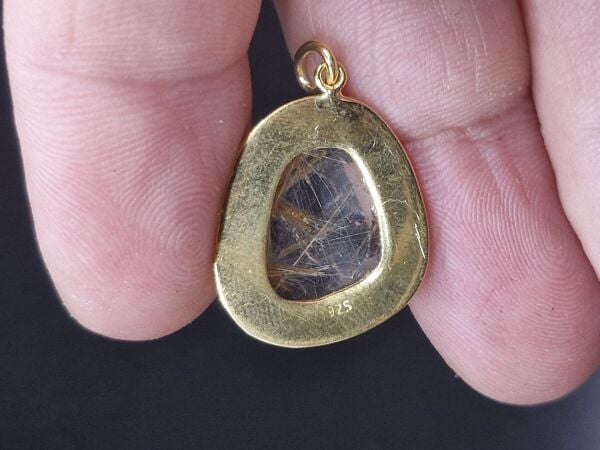 4.21 Gram Natural Altın Rutilli Kuvars  925 Ayar Gümüş Kolye Ucu