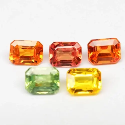 1.55ct t.w 4x3mm  5pcs Lot  VS-VVS Octagon Multi Color Sapphire - Songea