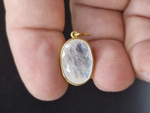 3.26 Gram Natural Aytaşı 925 Ayar Gümüş Kolye Ucu