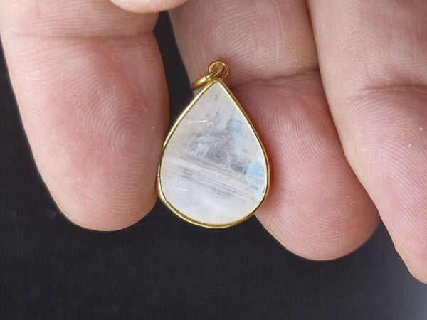 4.16 Gram Natural Aytaşı 925 Ayar Gümüş Kolye Ucu