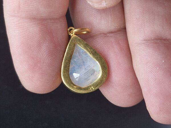 4.16 Gram Natural Aytaşı 925 Ayar Gümüş Kolye Ucu