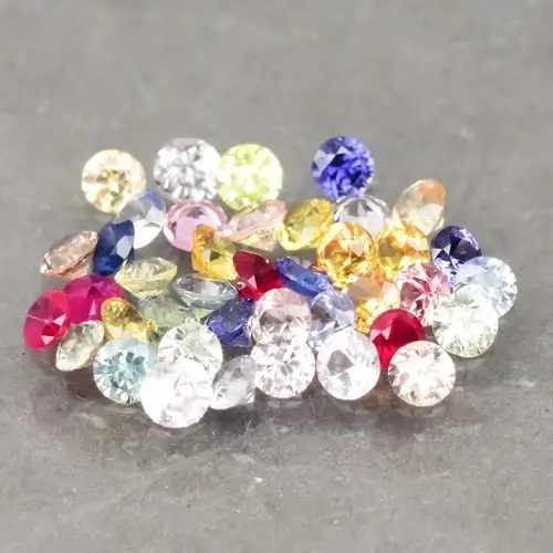 1.61ct 1.8 to 2.0mm 40pcs Lot  Round Brilliant Natural Fancy Sapphire - Heated, Madagascar