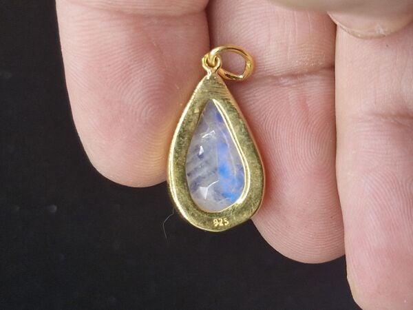 4.26 Gram Natural Aytaşı 925 Ayar Gümüş Kolye Ucu