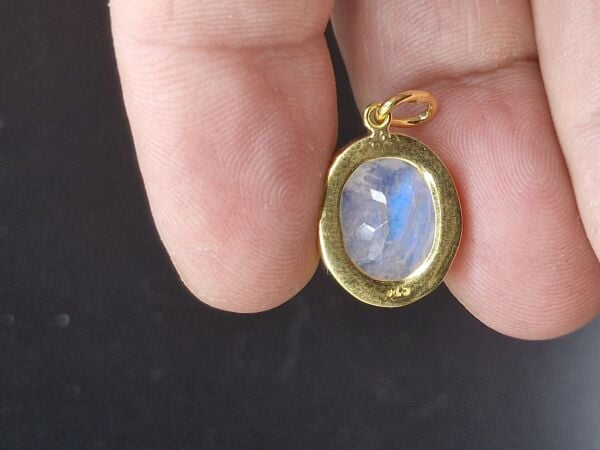 3.64 Gram Natural Aytaşı 925 Ayar Gümüş Kolye Ucu