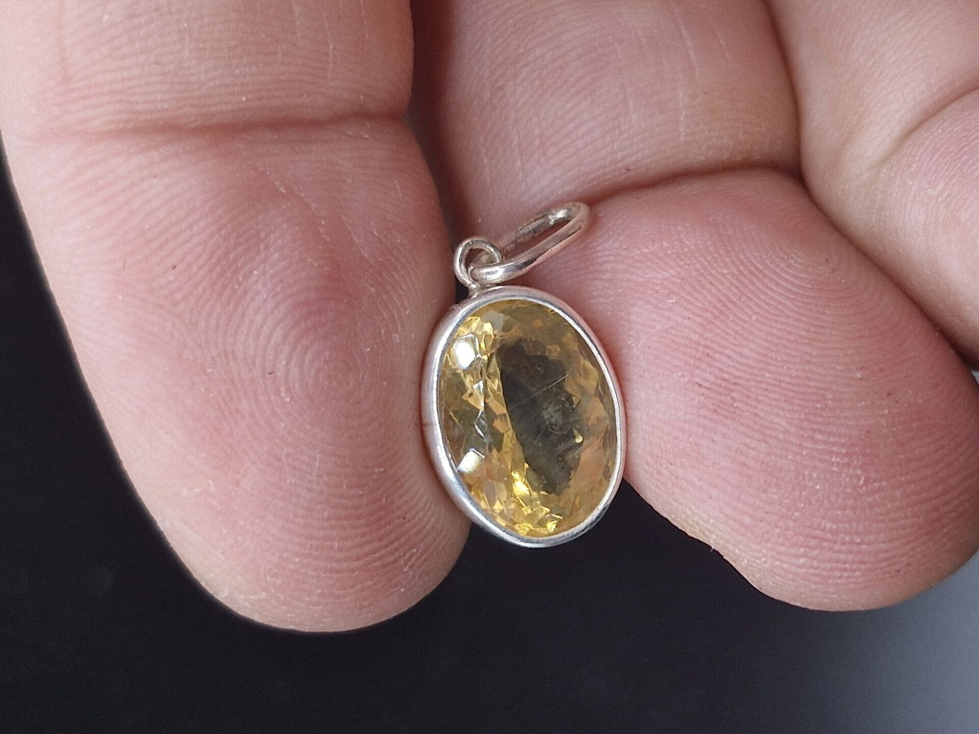 2.63 Gram Natural Sitrin 925 Ayar Gümüş Kolye Ucu