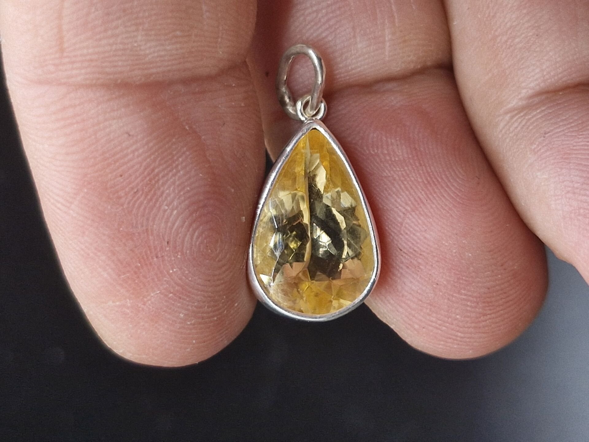 3.25 Gram Natural Sitrin 925 Ayar Gümüş Kolye Ucu