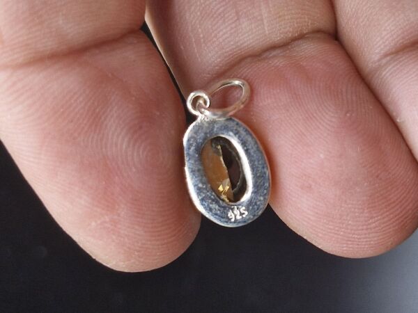 2.47 Gram Natural Sitrin 925 Ayar Gümüş Kolye Ucu