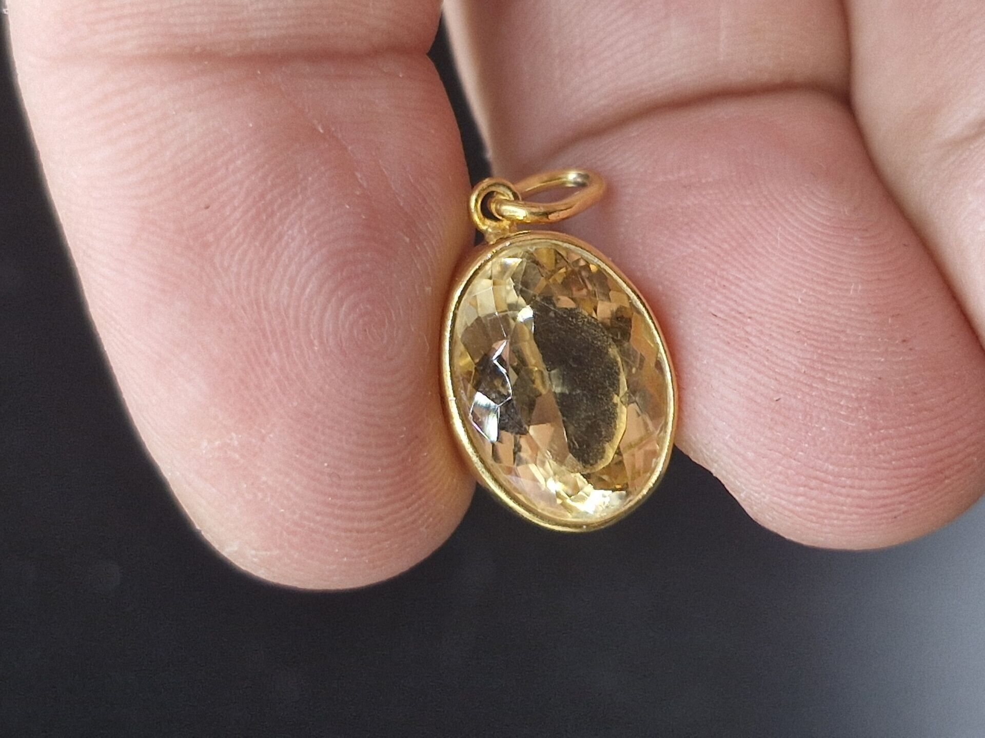 3.11 Gram Natural Sitrin 925 Ayar Gümüş Kolye Ucu