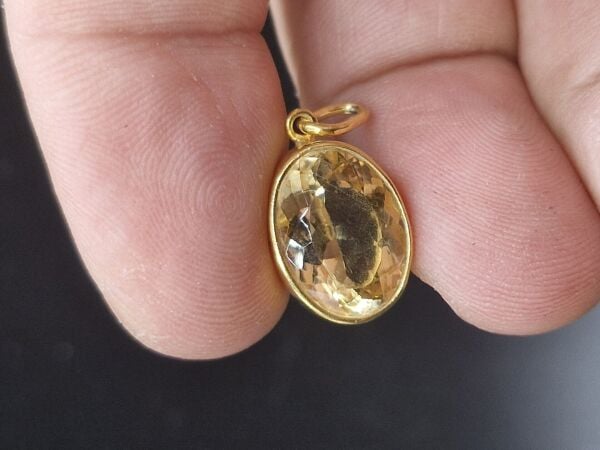 3.11 Gram Natural Sitrin 925 Ayar Gümüş Kolye Ucu