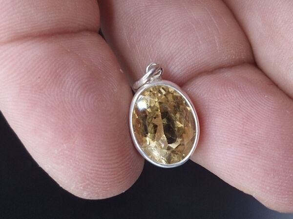 2.43 Gram Natural Sitrin 925 Ayar Gümüş Kolye Ucu