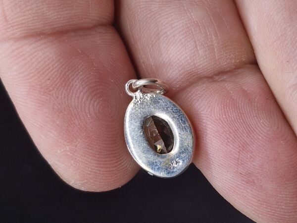 2.43 Gram Natural Sitrin 925 Ayar Gümüş Kolye Ucu