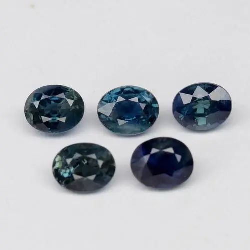1.77ct t.w 4.5x3.5mm 5pcs Lot  Oval Natural Green Blue Sapphire - Heated, Australia