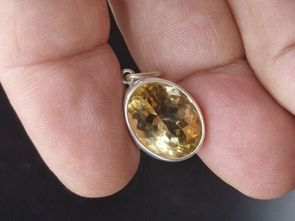 3.47 Gram Natural Sitrin 925 Ayar Gümüş Kolye Ucu