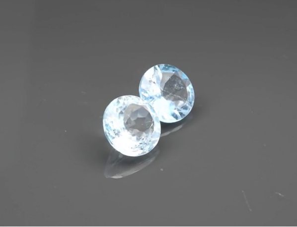 Pair 2pcs-10.26ct t.w 10.8mm Round Natural Baby Blue Topaz, Brazil