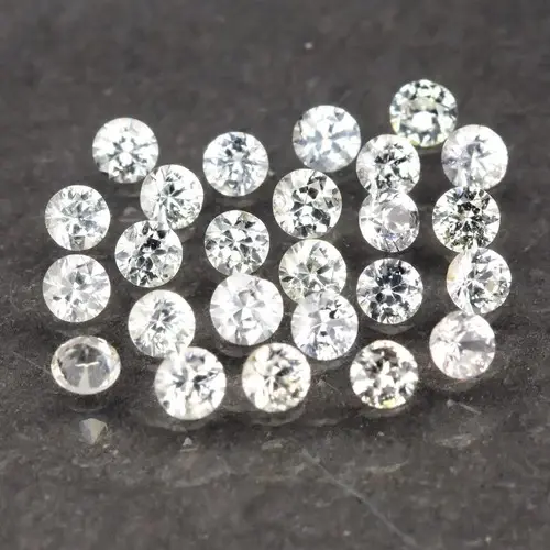 1.88ct 2.3 to 2.5mm 25pcs Lot  Round Brilliant Natural White Sapphire - Heated, Ceylon