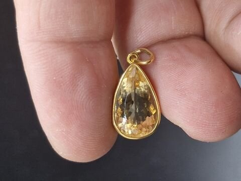 2.35 Gram Natural Sitrin 925 Ayar Gümüş Kolye Ucu