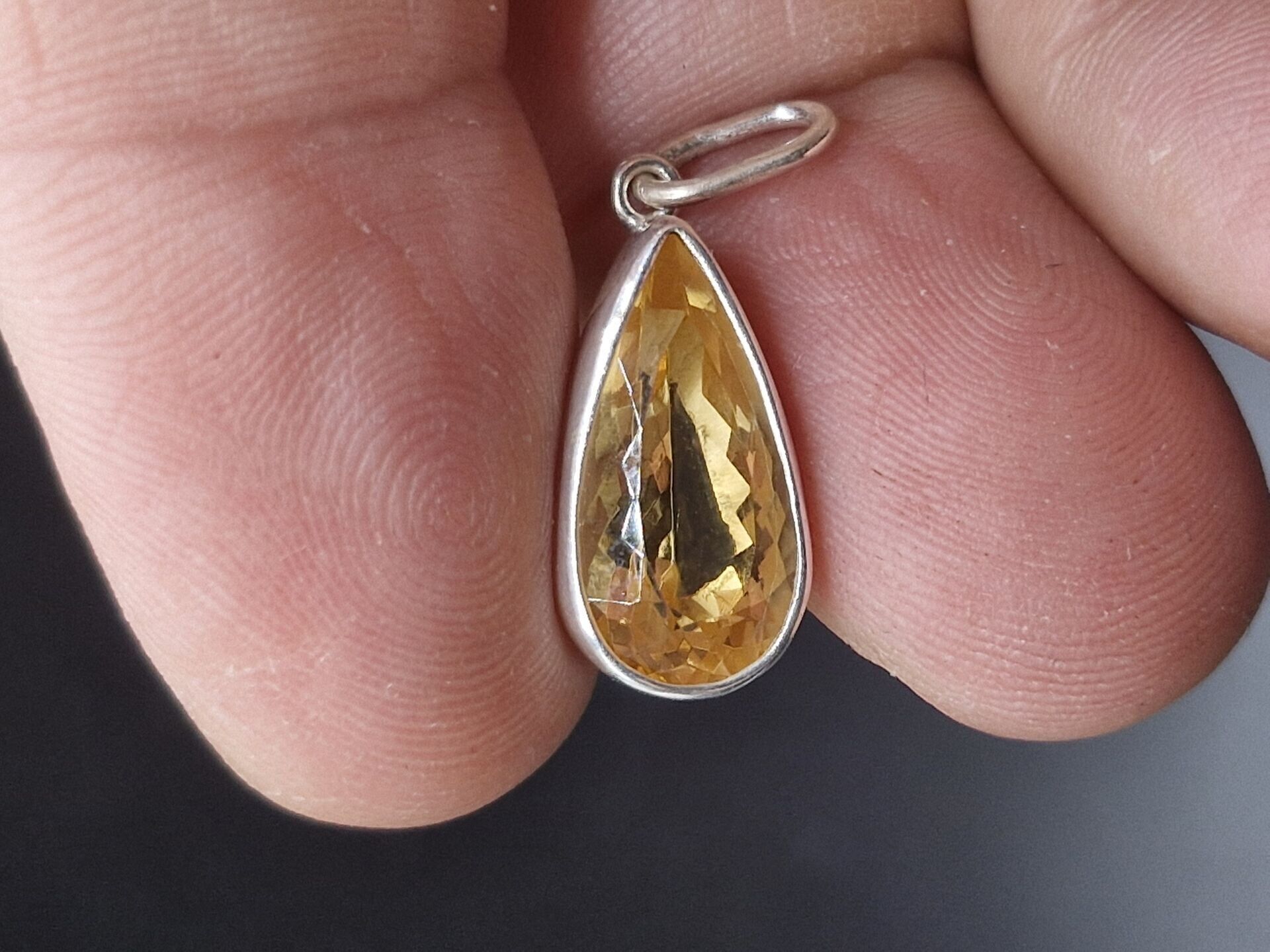 2.53 Gram Natural Sitrin 925 Ayar Gümüş Kolye Ucu