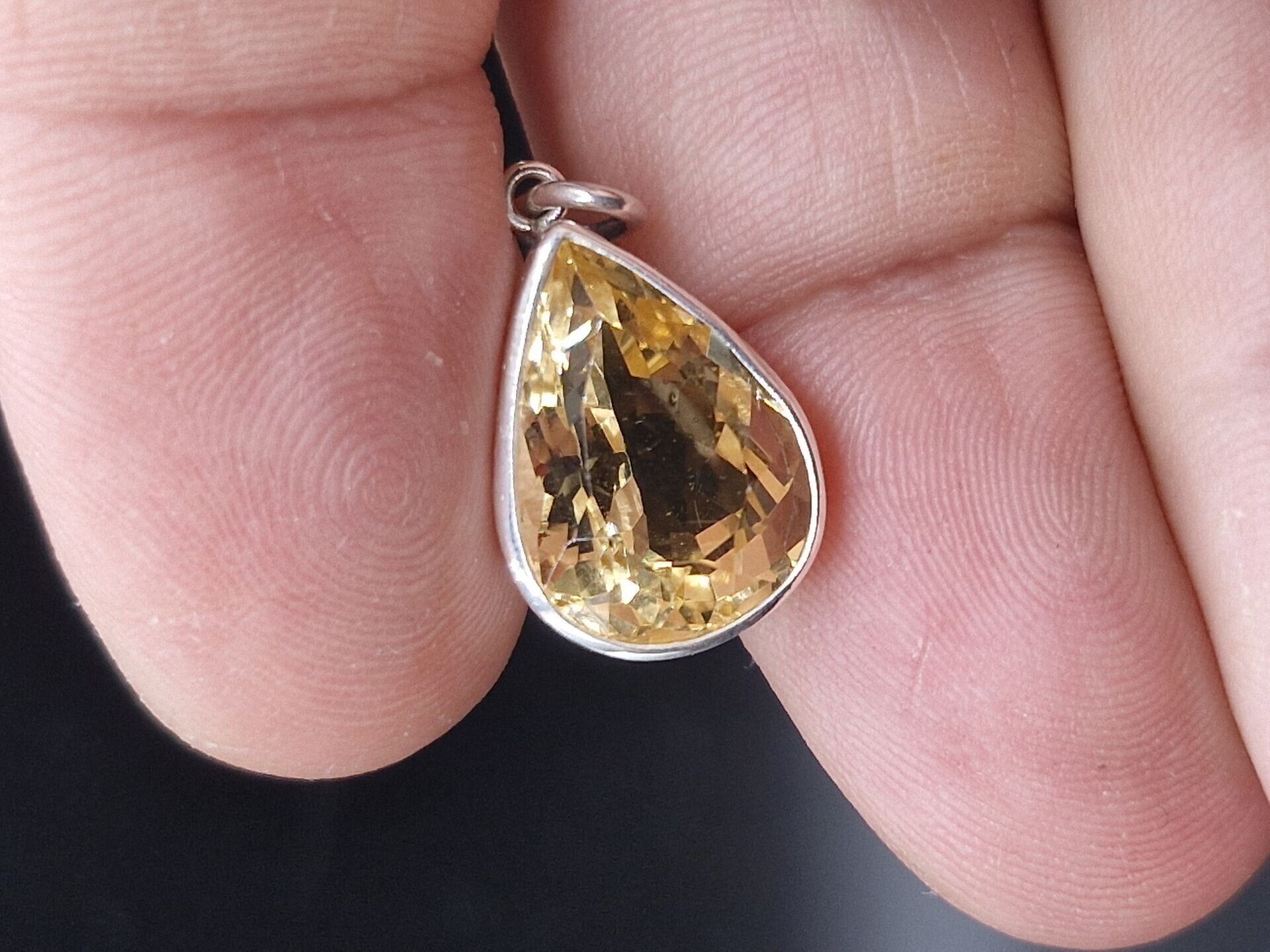 3.57 Gram Natural Sitrin 925 Ayar Gümüş Kolye Ucu