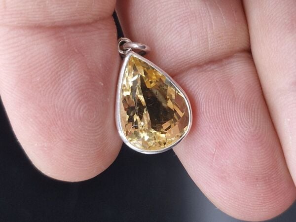 3.57 Gram Natural Sitrin 925 Ayar Gümüş Kolye Ucu