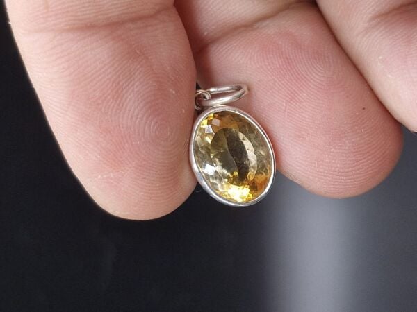 2.49 Gram Natural Sitrin 925 Ayar Gümüş Kolye Ucu