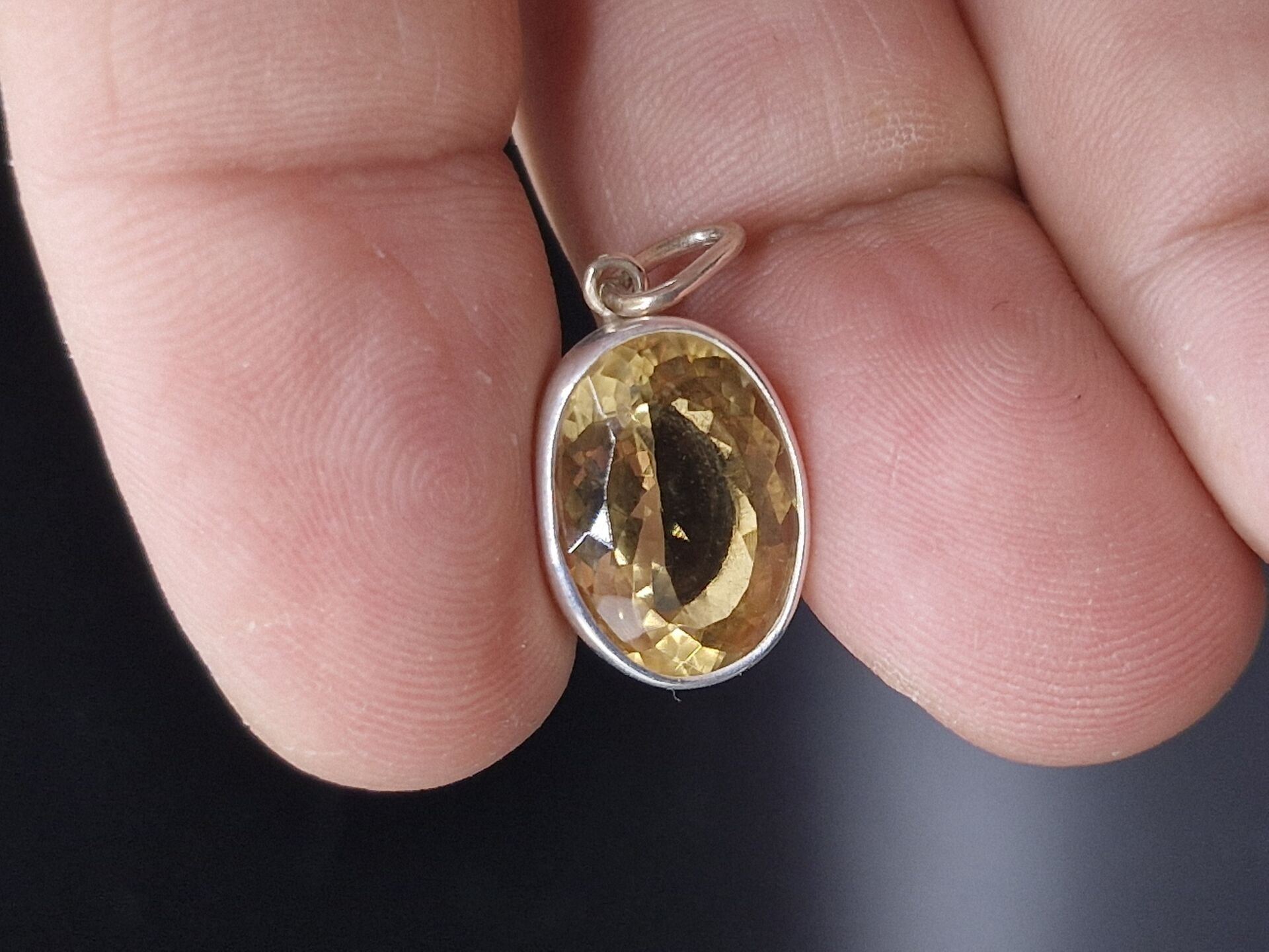 3.25 Gram Natural Sitrin 925 Ayar Gümüş Kolye Ucu