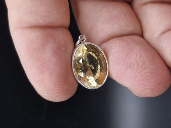 2.84 Gram Natural Sitrin 925 Ayar Gümüş Kolye Ucu