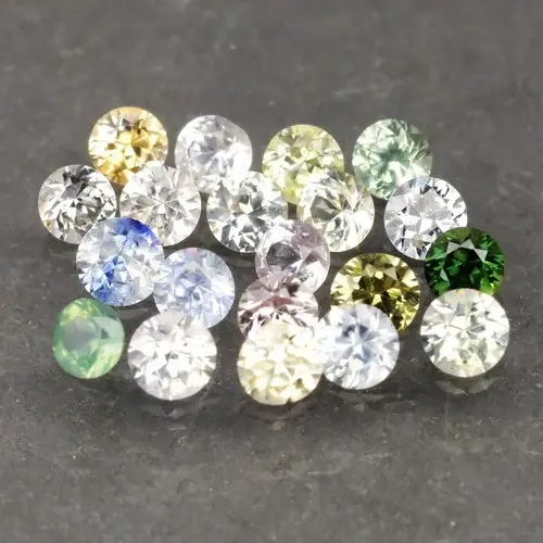 2.03ct  2.5 to 2.8mm 20pcs Lot Round Brilliant Natural Fancy Sapphire - Heated, Madagascar