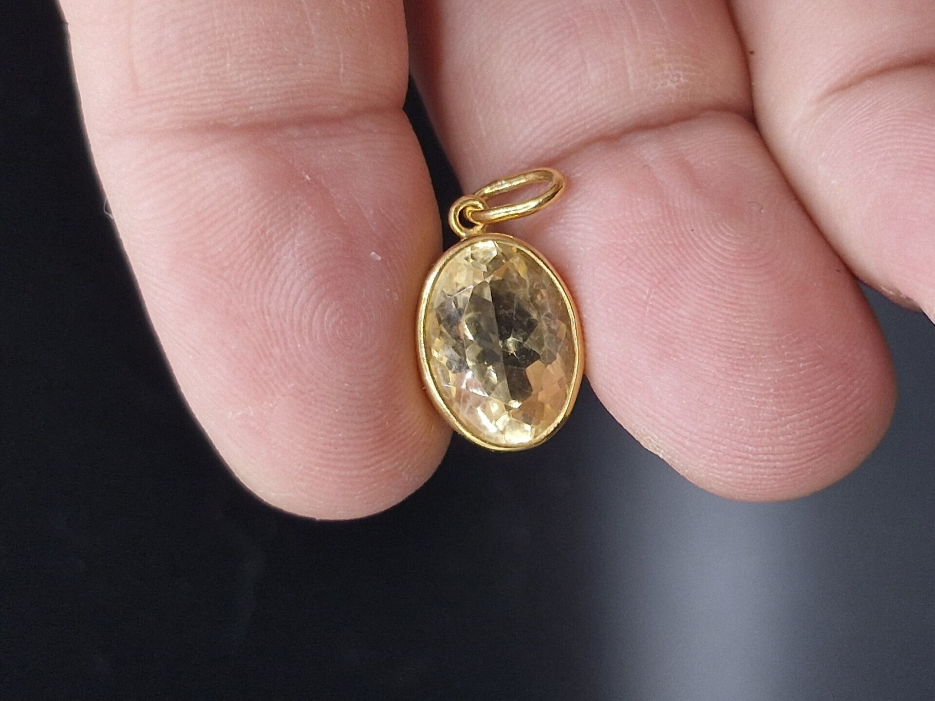 2.90 Gram Natural Sitrin 925 Ayar Gümüş Kolye Ucu