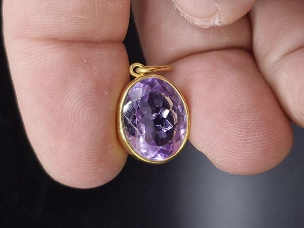 3.55 Gram Natural Ametist 925 Ayar Gümüş Kolye Ucu